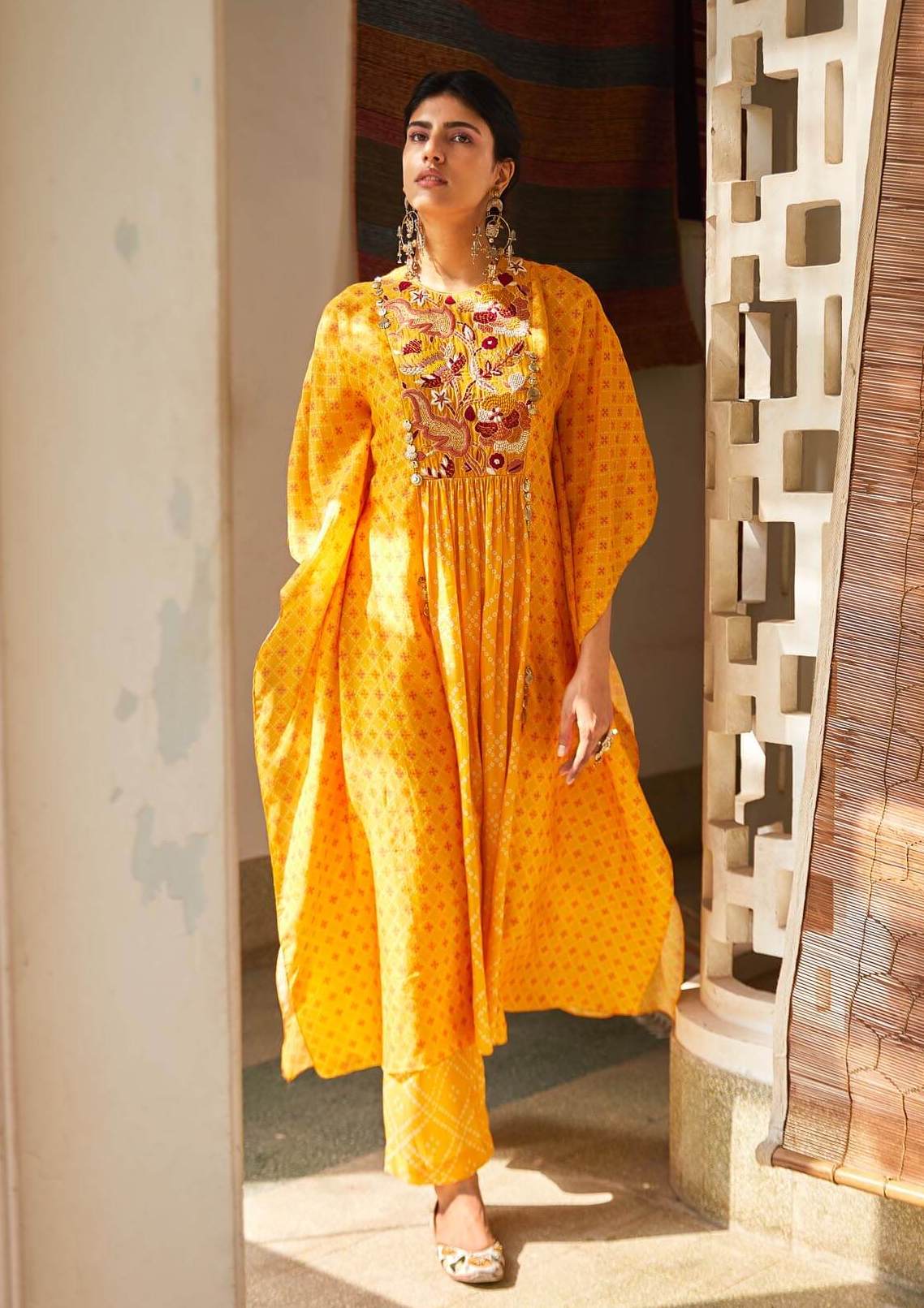 Yellow Printed Kaftan
