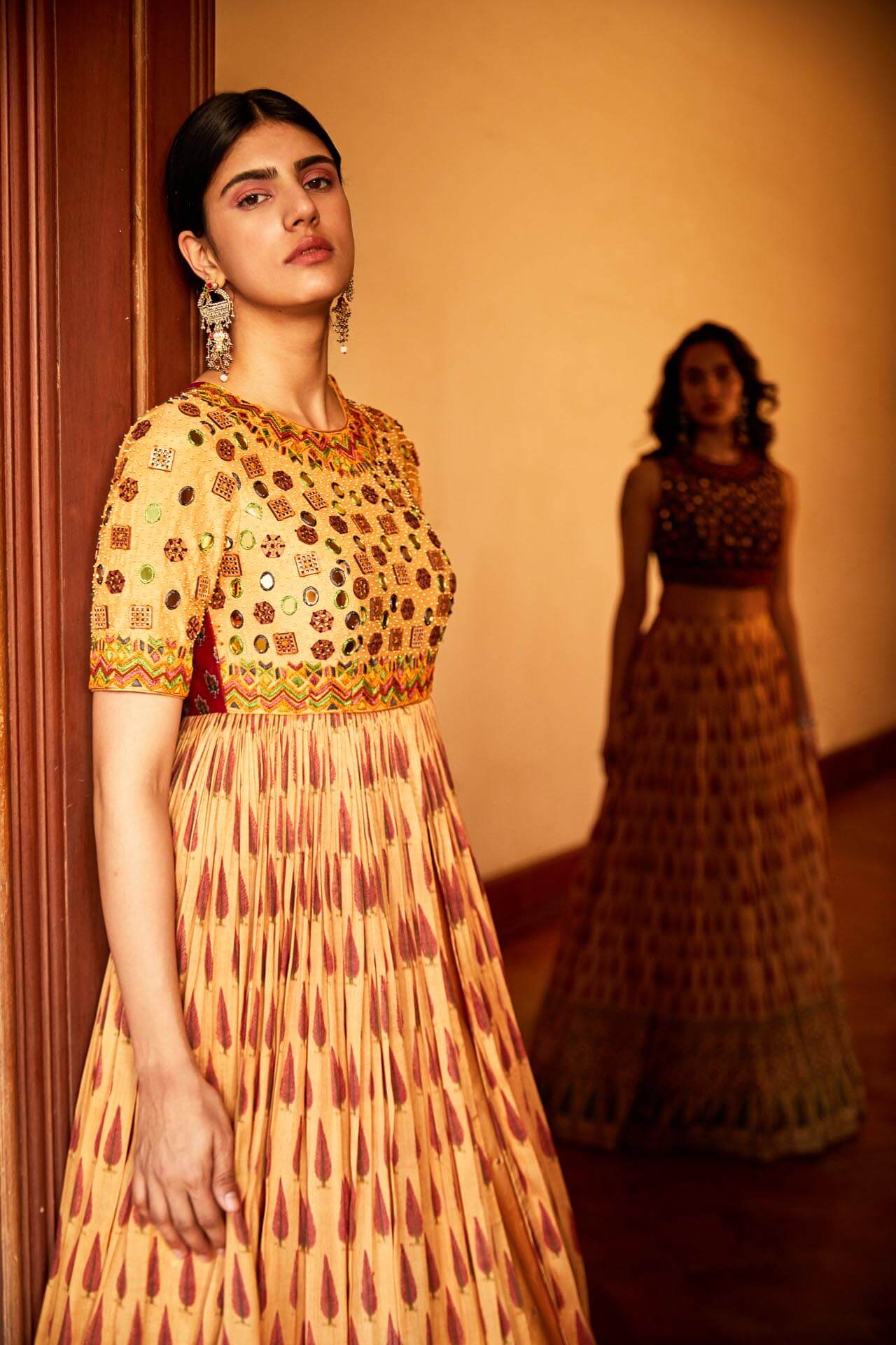Mustard Block Printed Gown