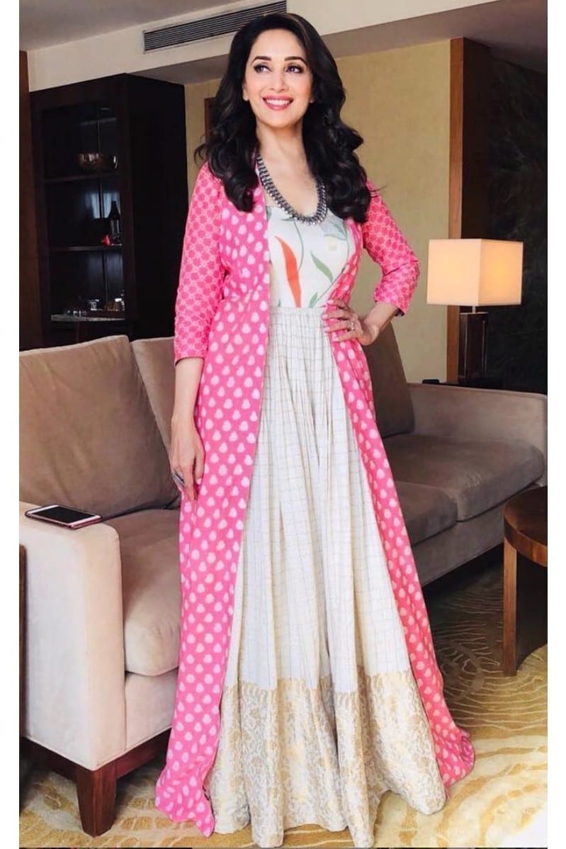 Cream Maxi with a Pink Cape