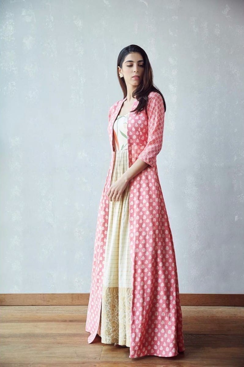 Cream Maxi with a Pink Cape