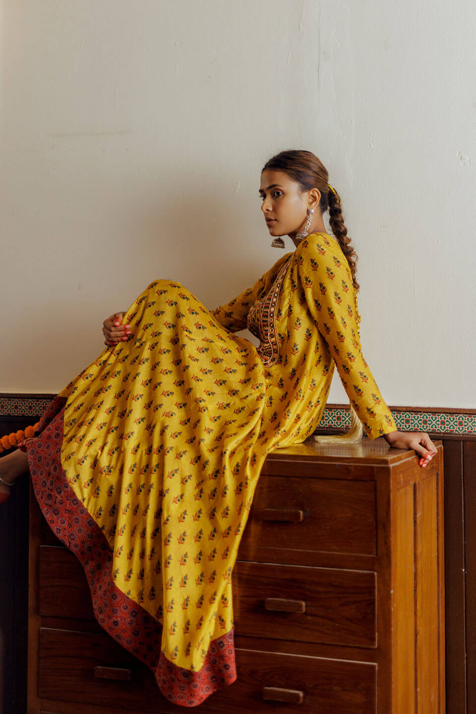 Mustard Mughal Kurta