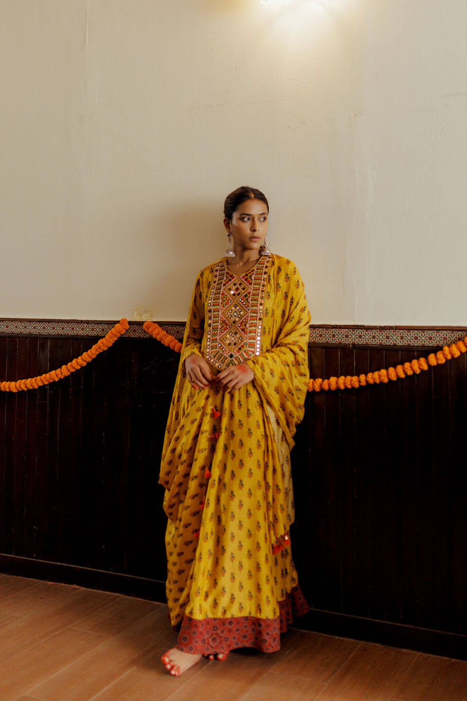 Mustard Mughal Kurta