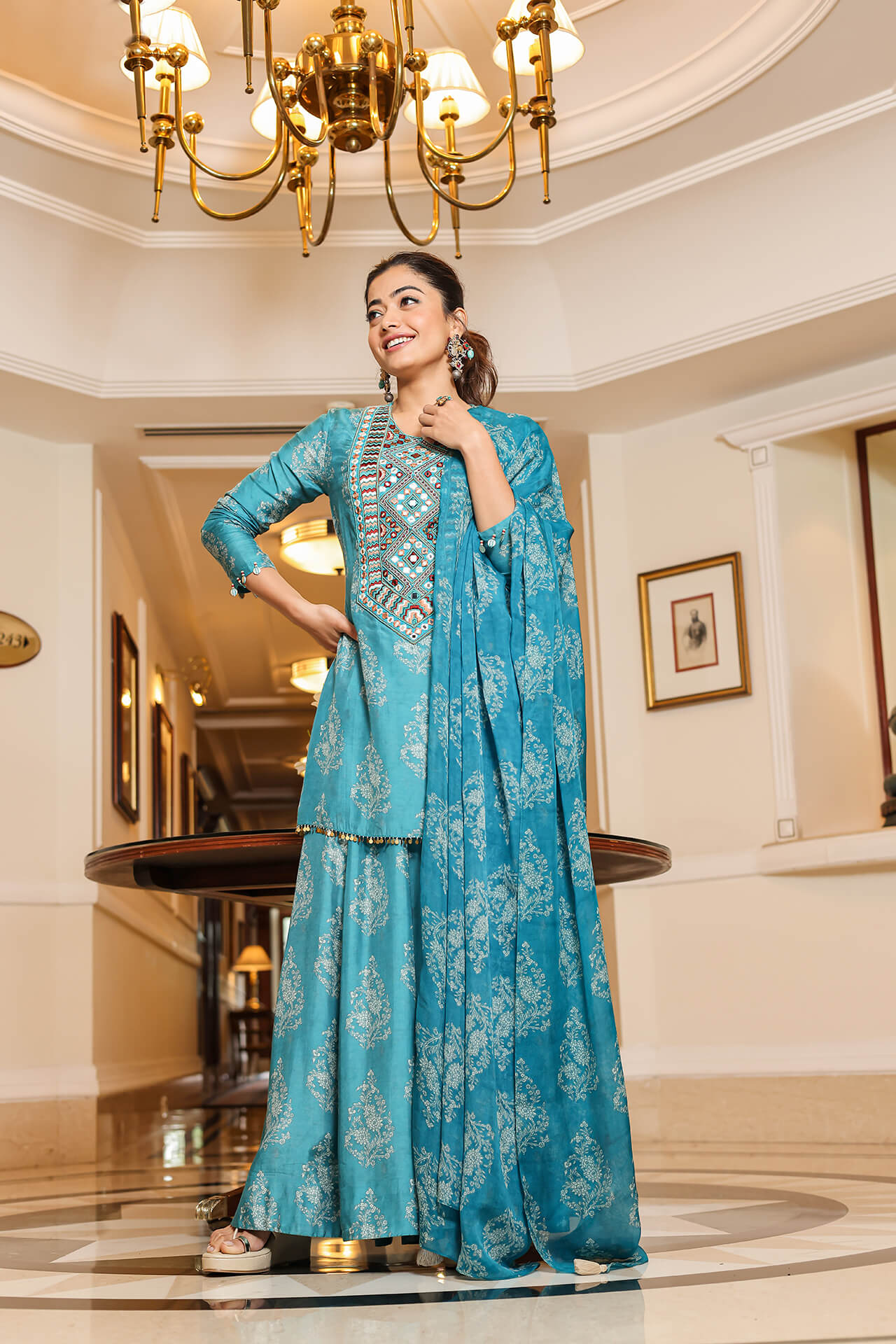 Blue Nandi Kurta Sharara with Duppata