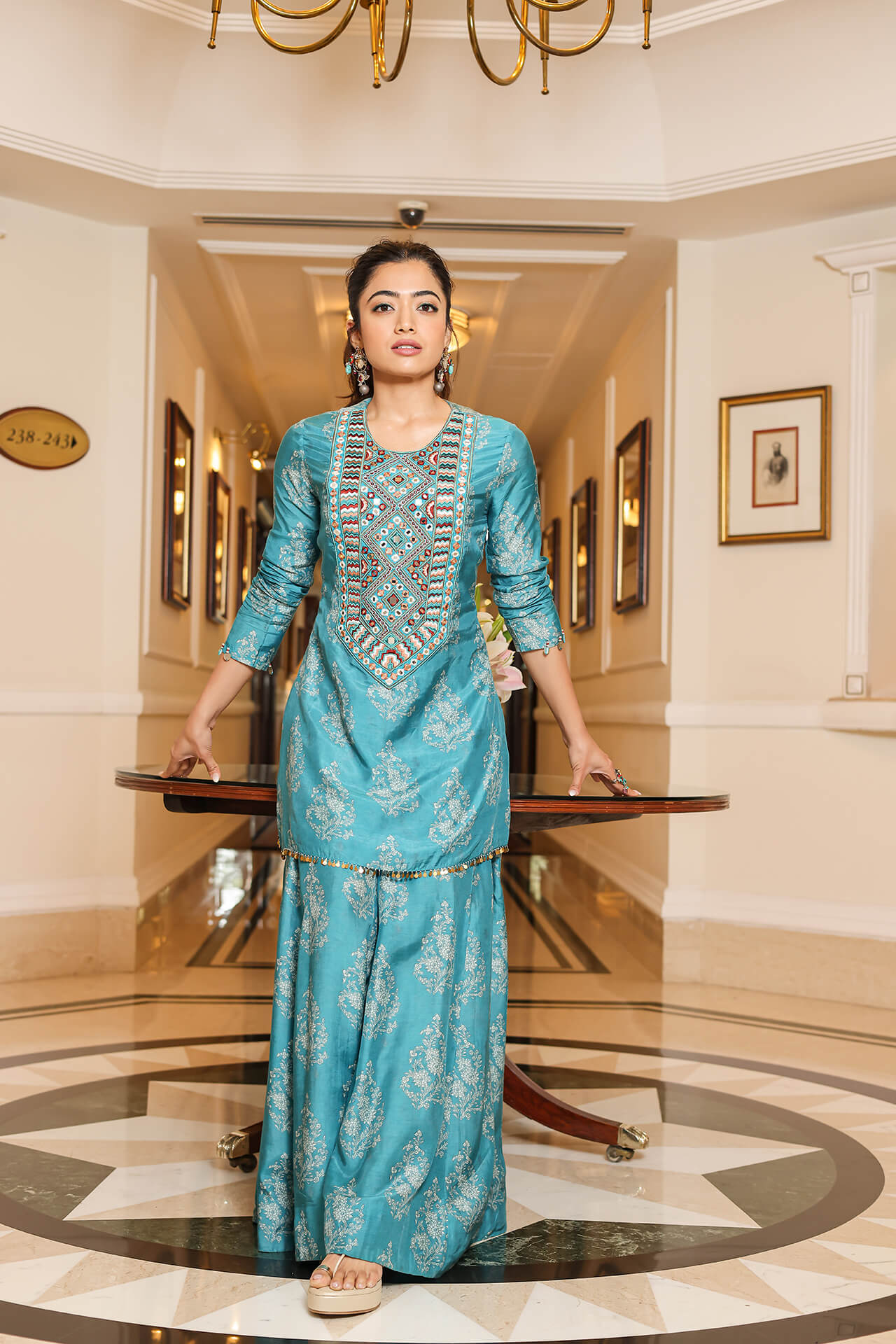 Blue Nandi Kurta Sharara with Duppata