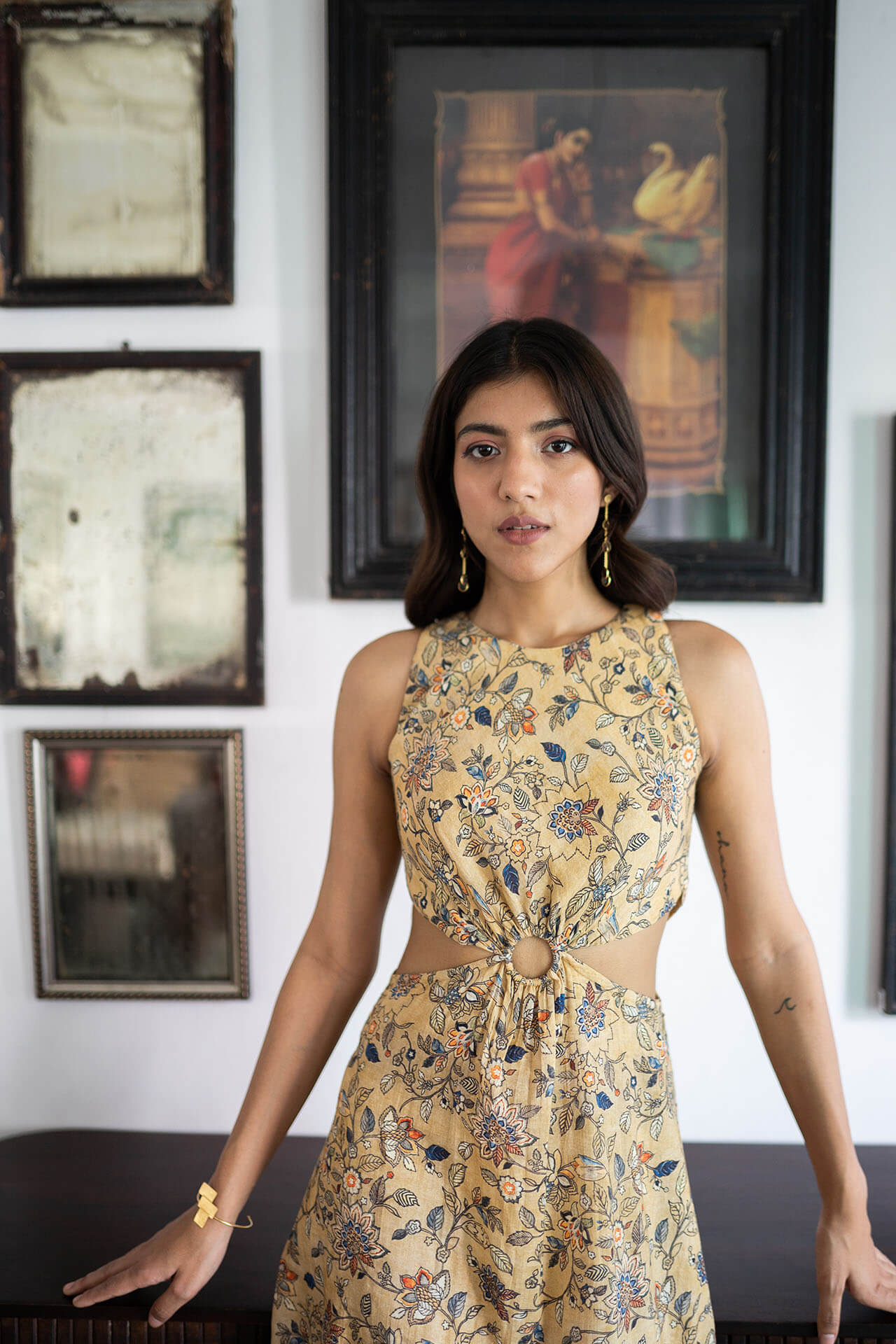 Printed Cutout Maxi Dress