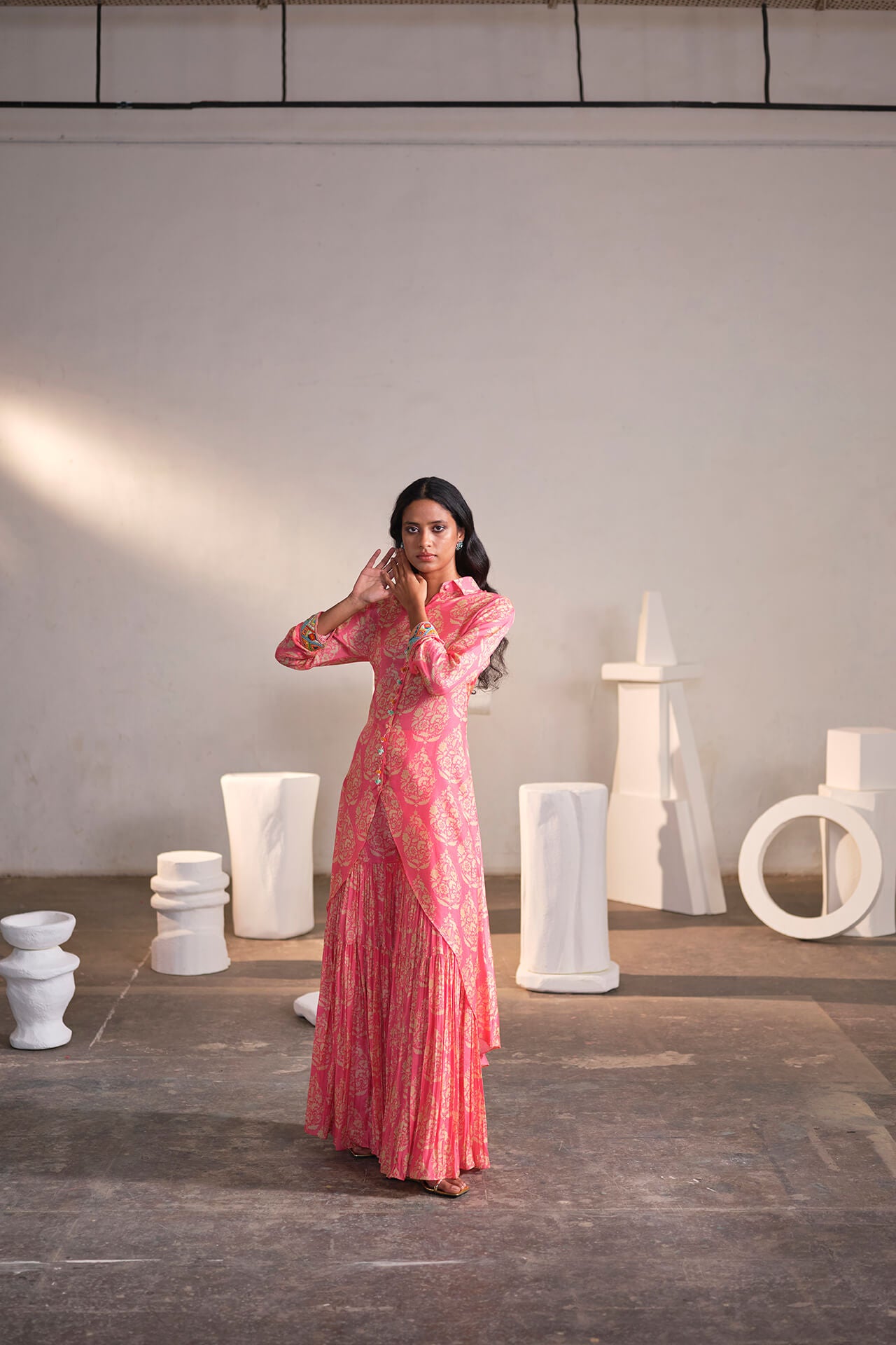 Pink Rose Sharara Coord Set