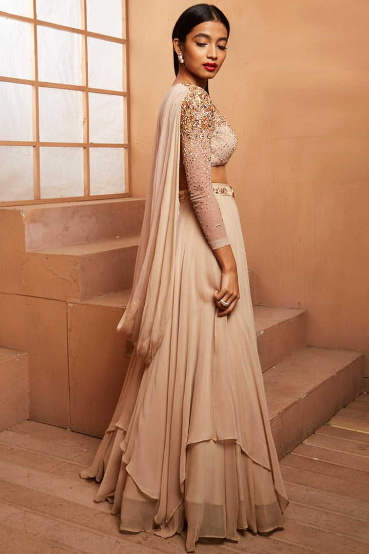BEIGE DEGRADE LEHENGA