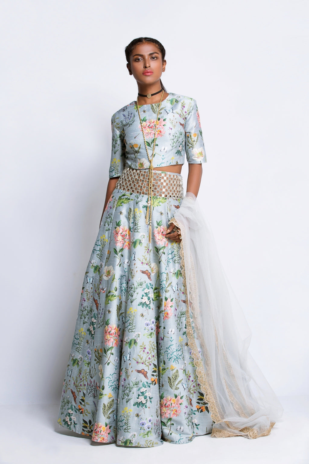 The Aqua Printed Lehenga