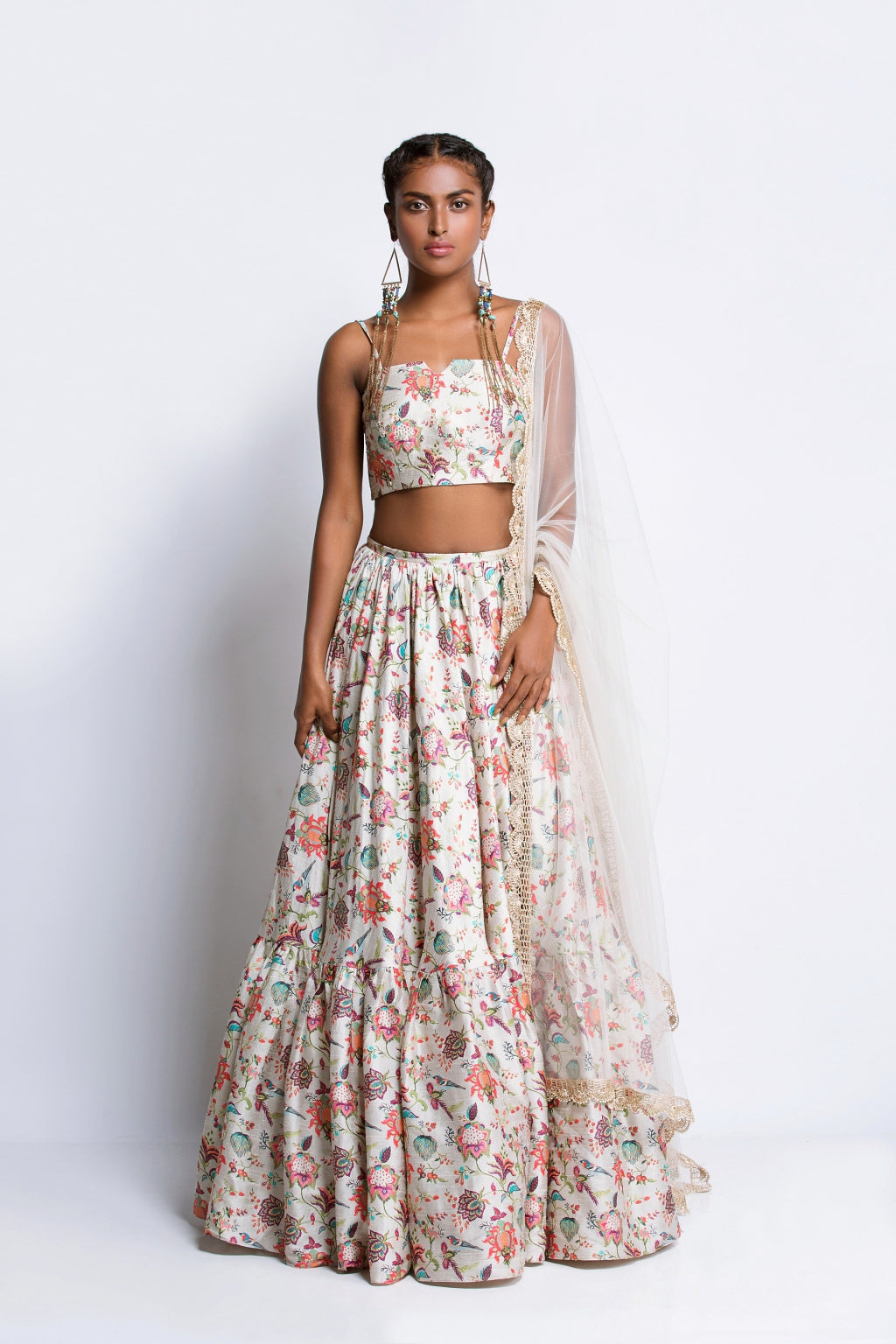 The Khaki Chidya Print Lehenga