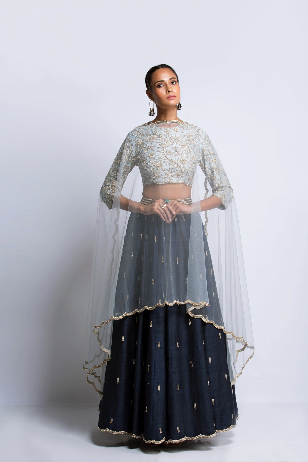 The Powder & Navy Blue Lehenga