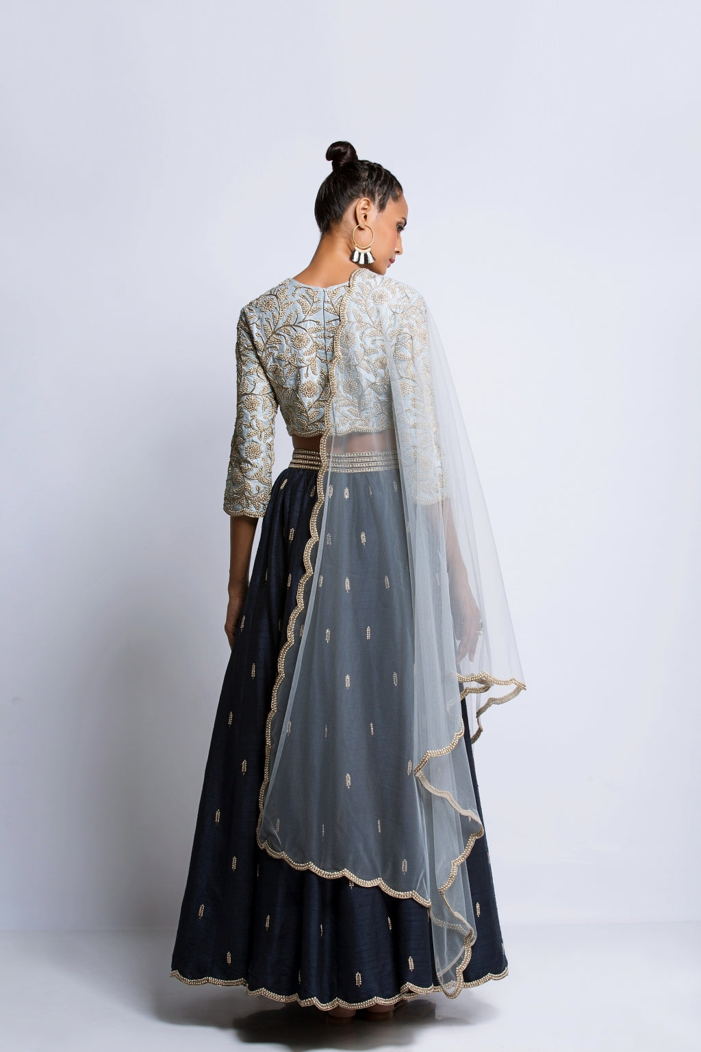 The Powder & Navy Blue Lehenga