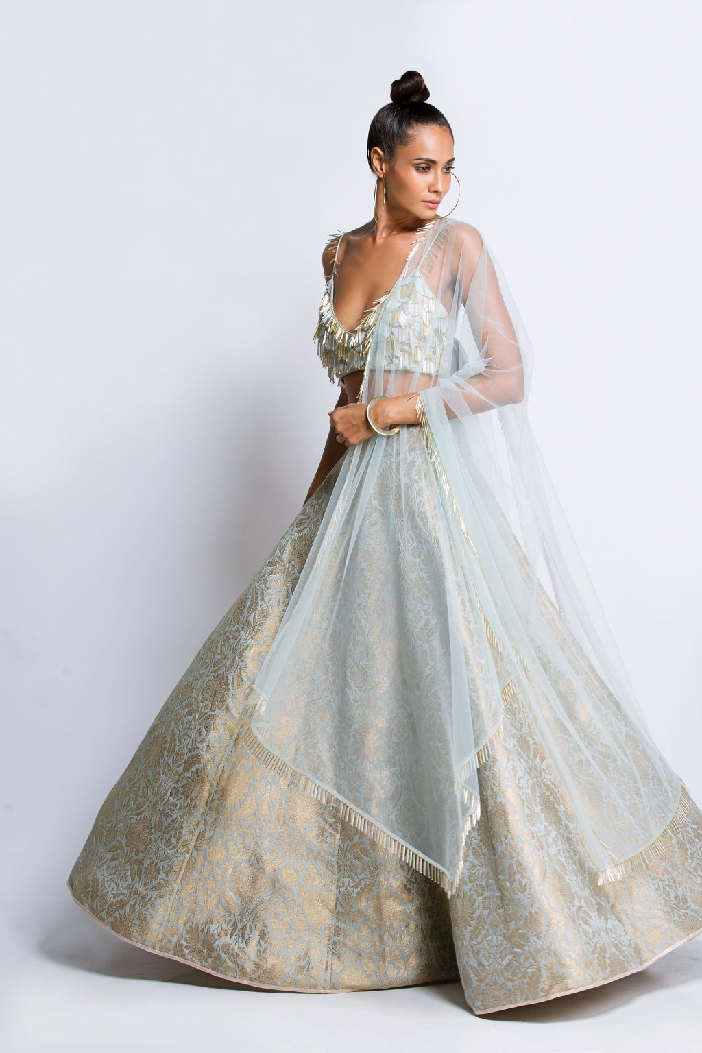 The Powder Blue Brocade Lehenga