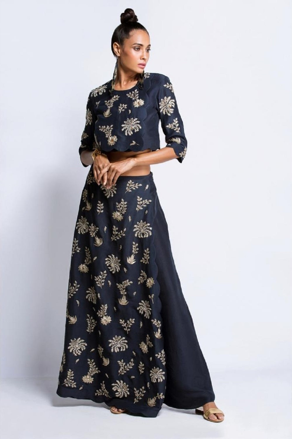 Navy Overlap Palazzo Set