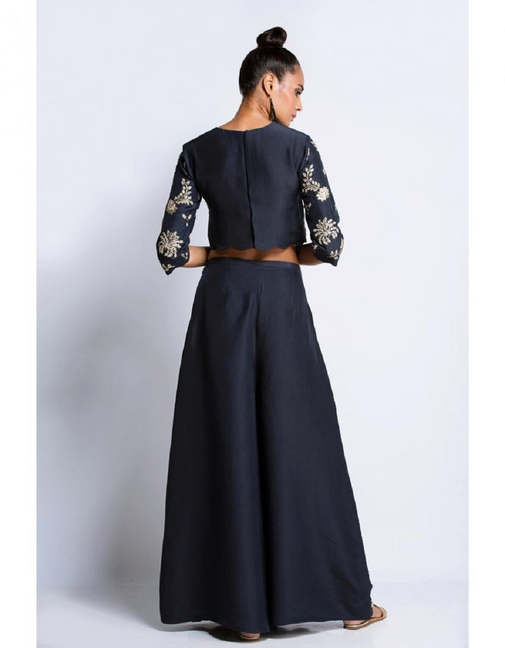 Navy Overlap Palazzo Set