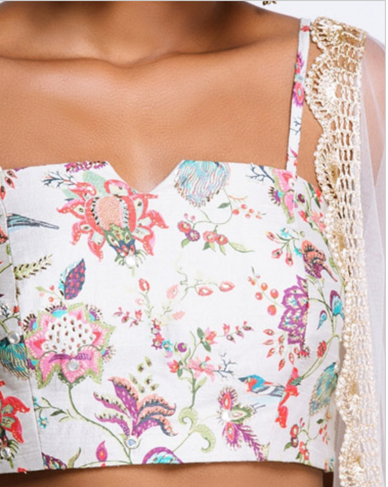 The Khaki Chidya Print Lehenga