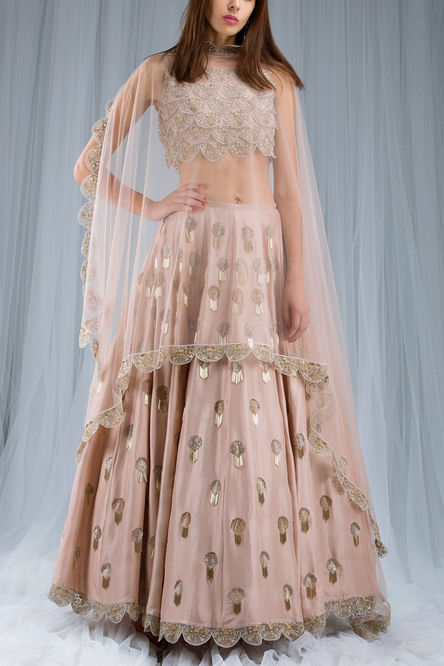Rose Pink Embroidered Lehenga