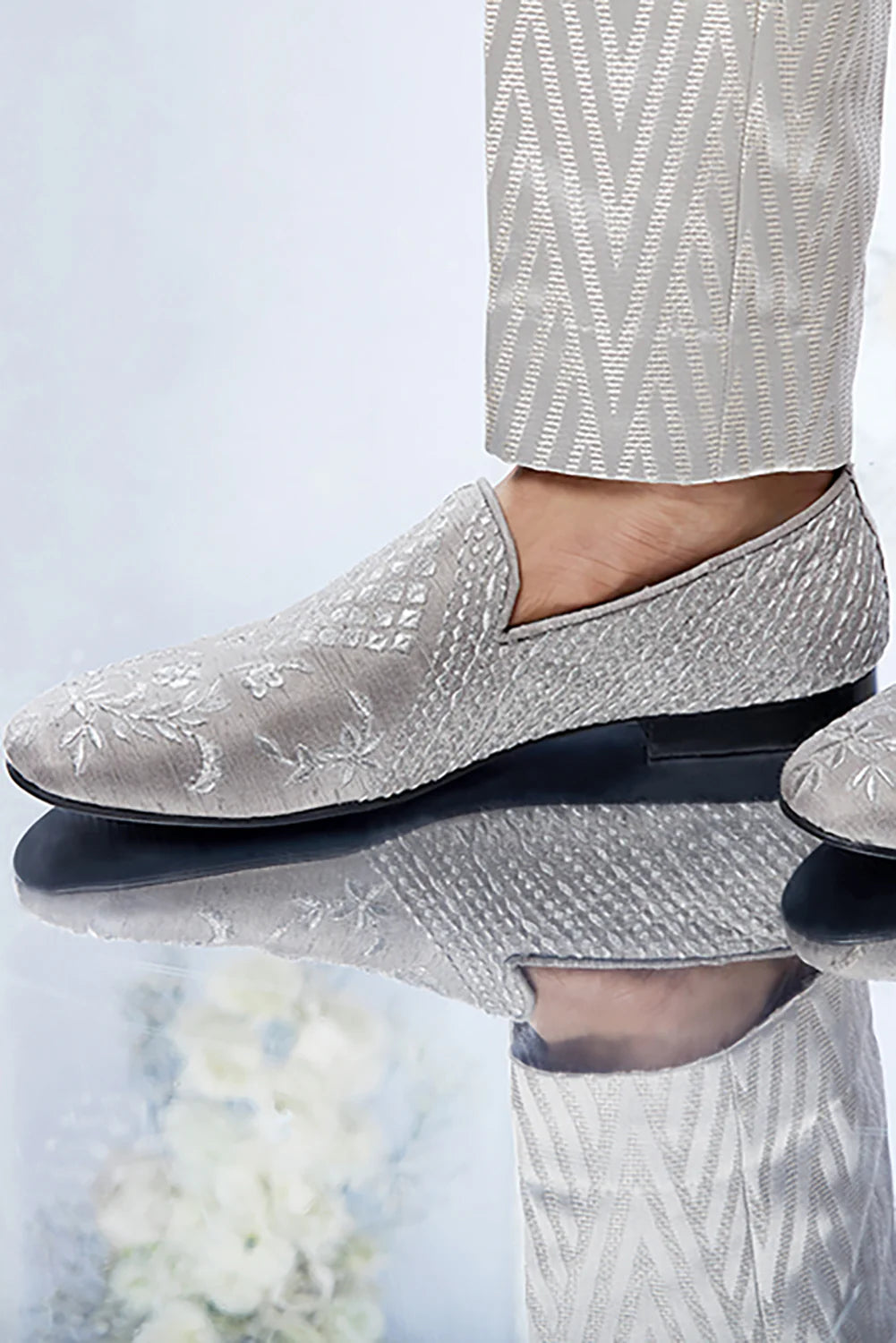 SG Grey Sequin Bandhgala Set