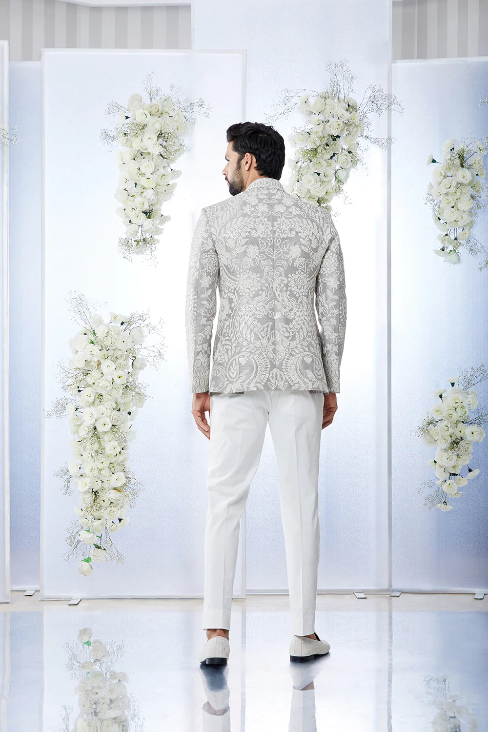 SG Grey Sequin Bandhgala Set