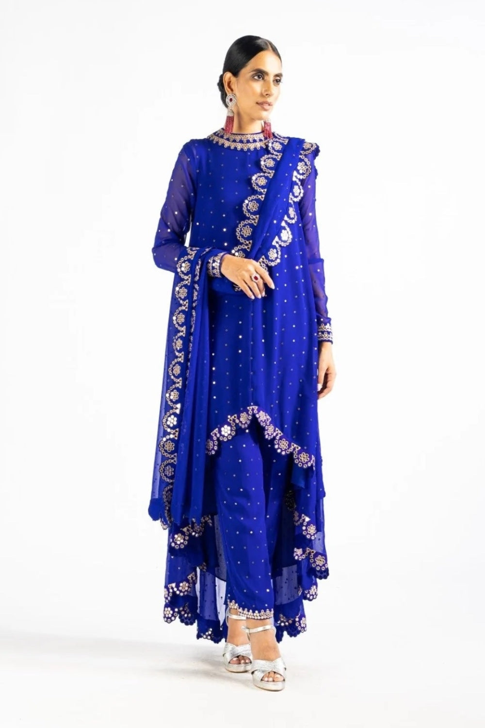 Royal Blue Scallop Pant Kurta Set