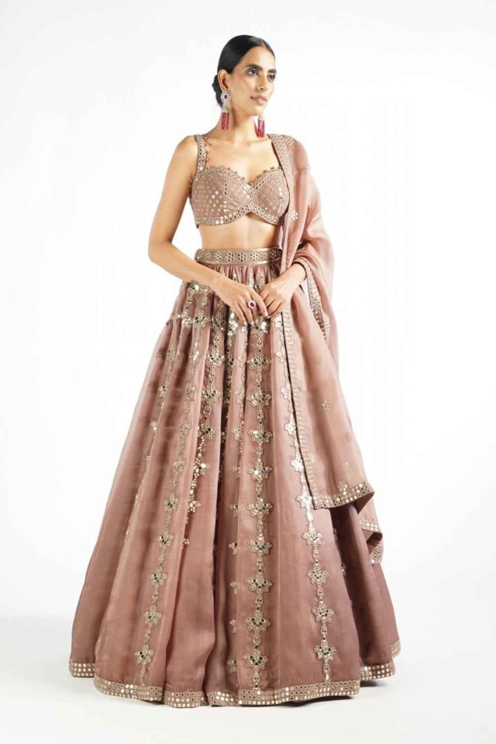 Deep Beige Chandelier Drop Lehenga Set