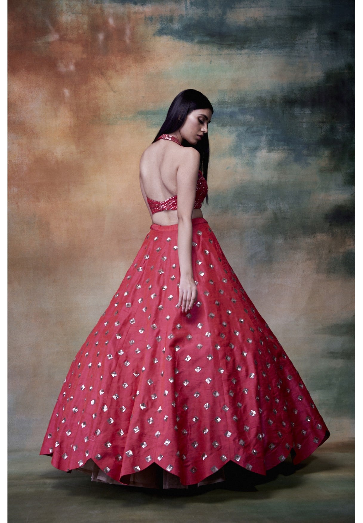 Halter Drape Crop Top & Skirt Set