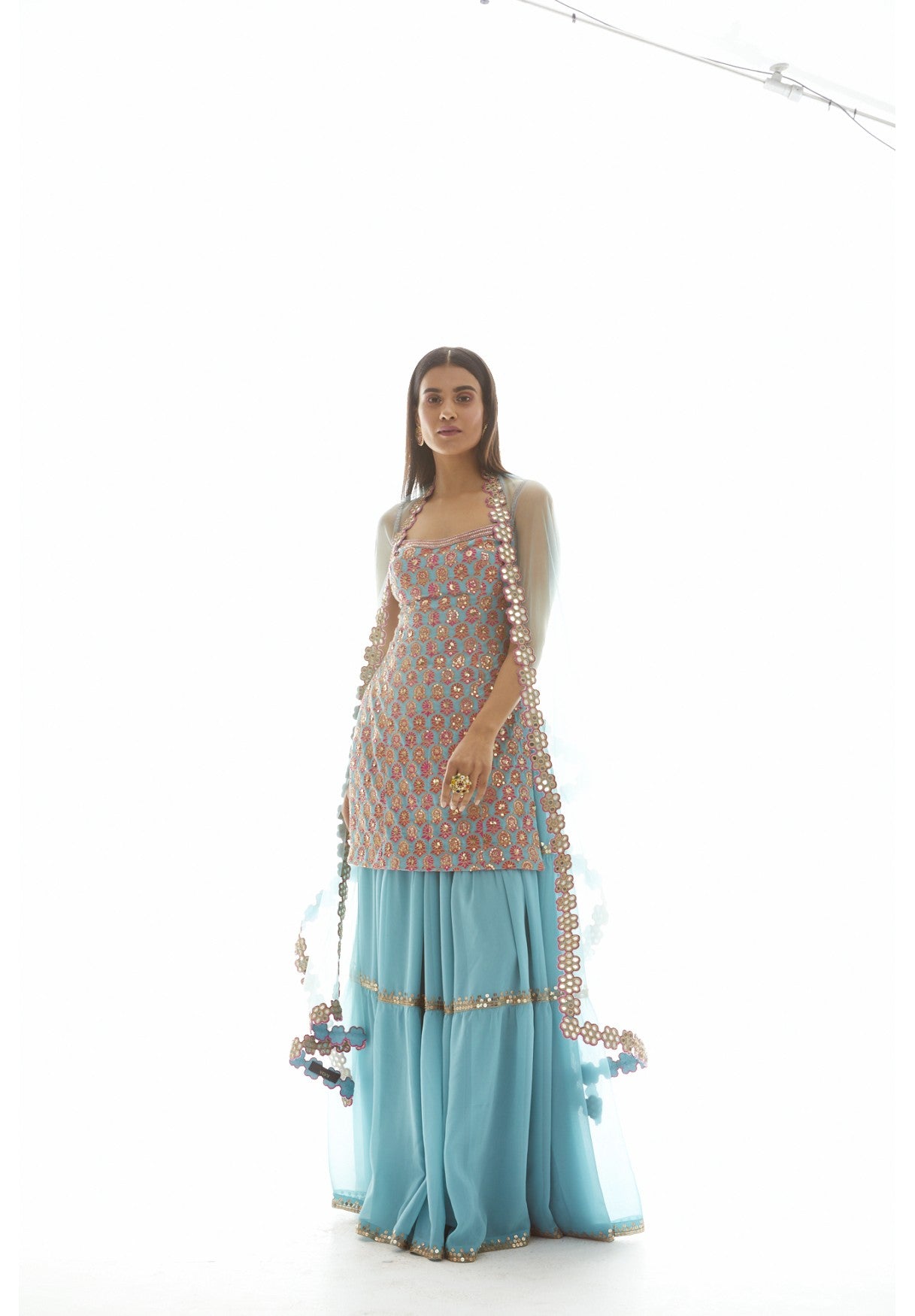 Mughal Boota Kurta Sharara Set