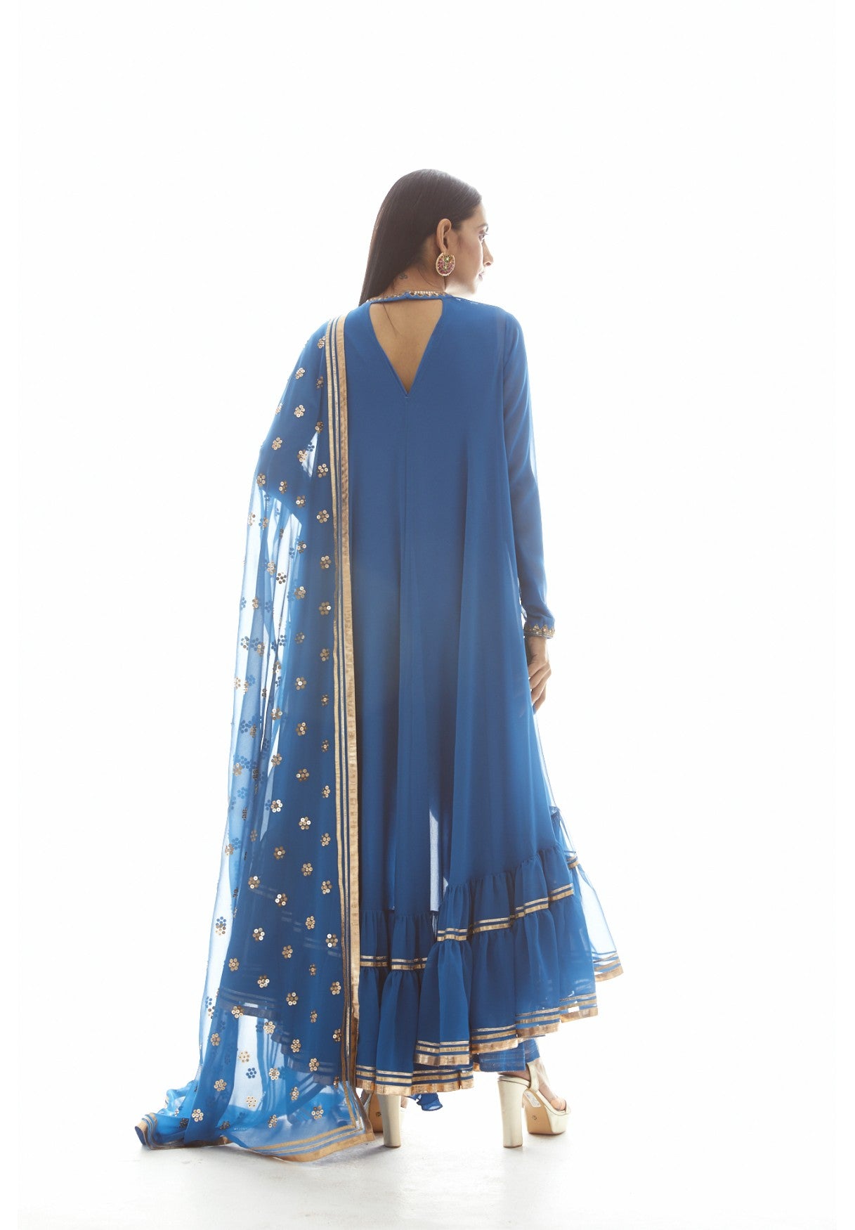 Peacock Blue High Low Kurta Set