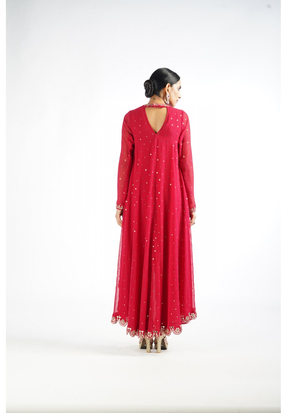 Crimson Red Scallop Pant Kurta Set