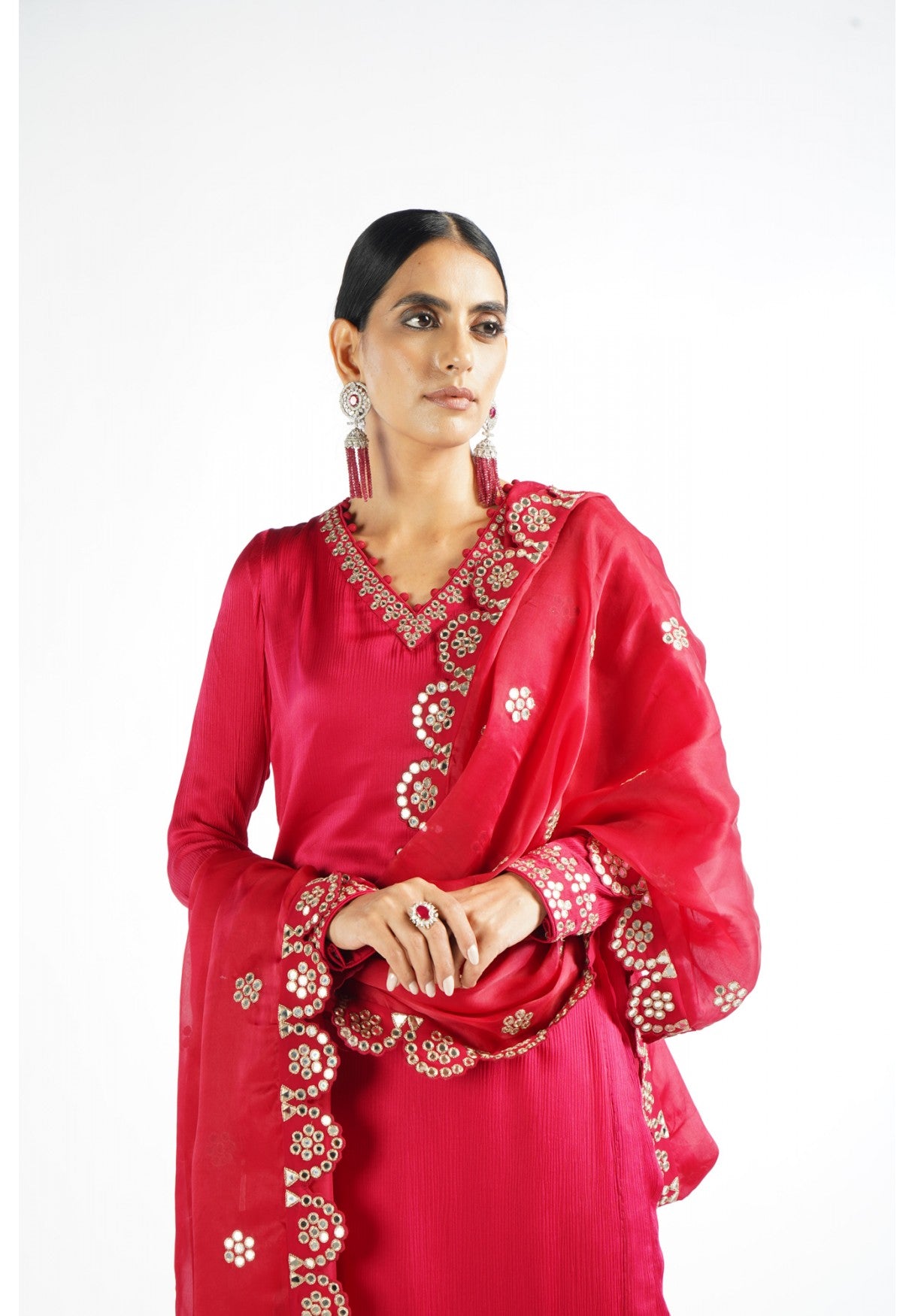 Crimson Red Straight Kurta Pant Set