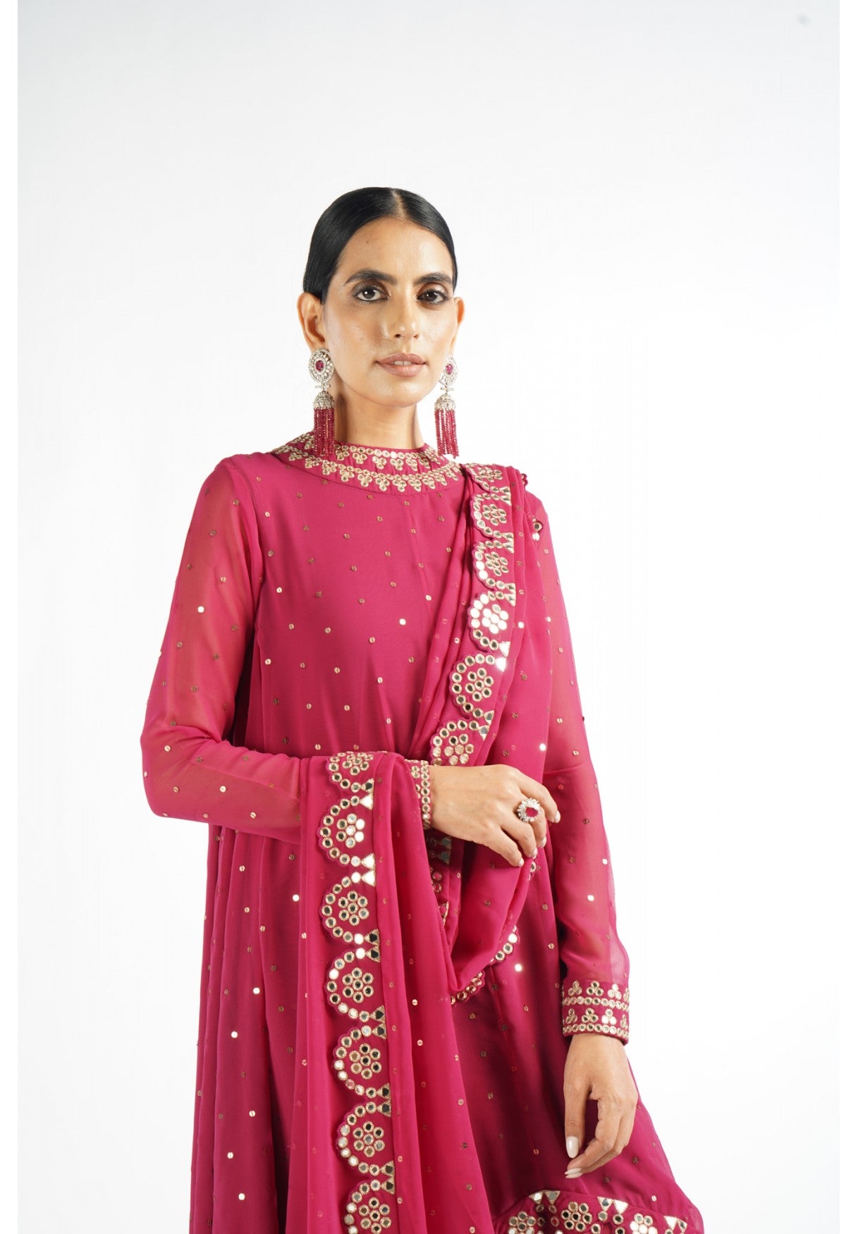 Mellow Wine Scallop Pant Kurta Set