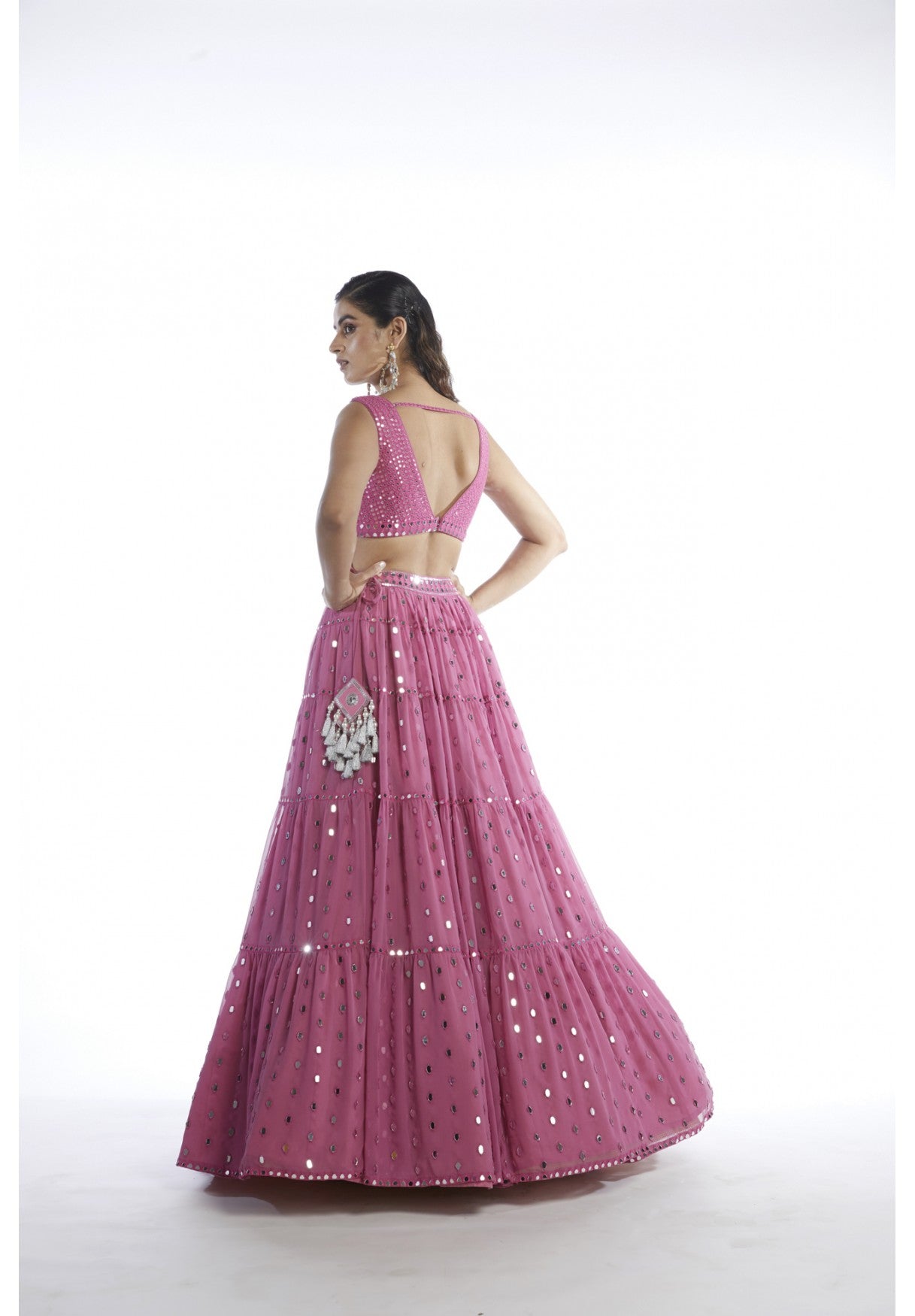 Dark Blush Tier Lehenga Set