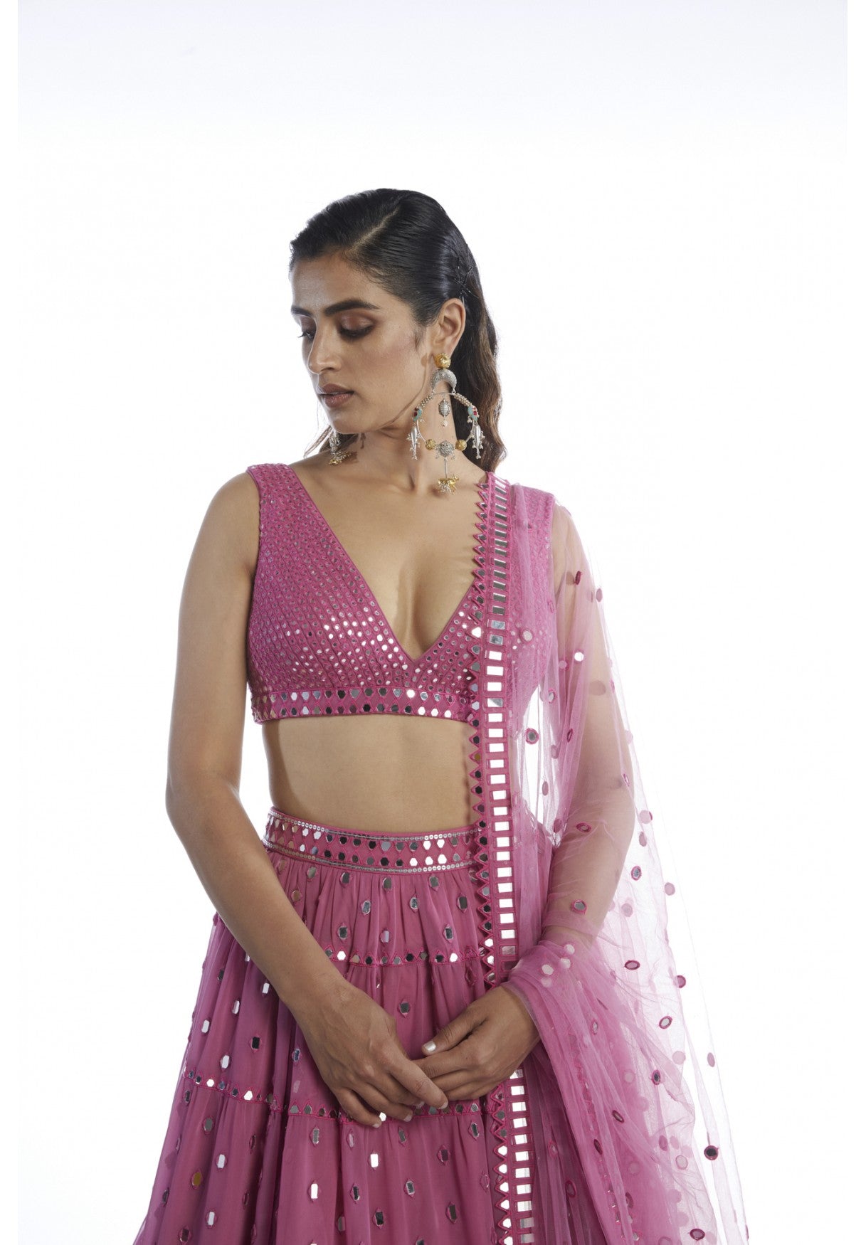 Dark Blush Tier Lehenga Set