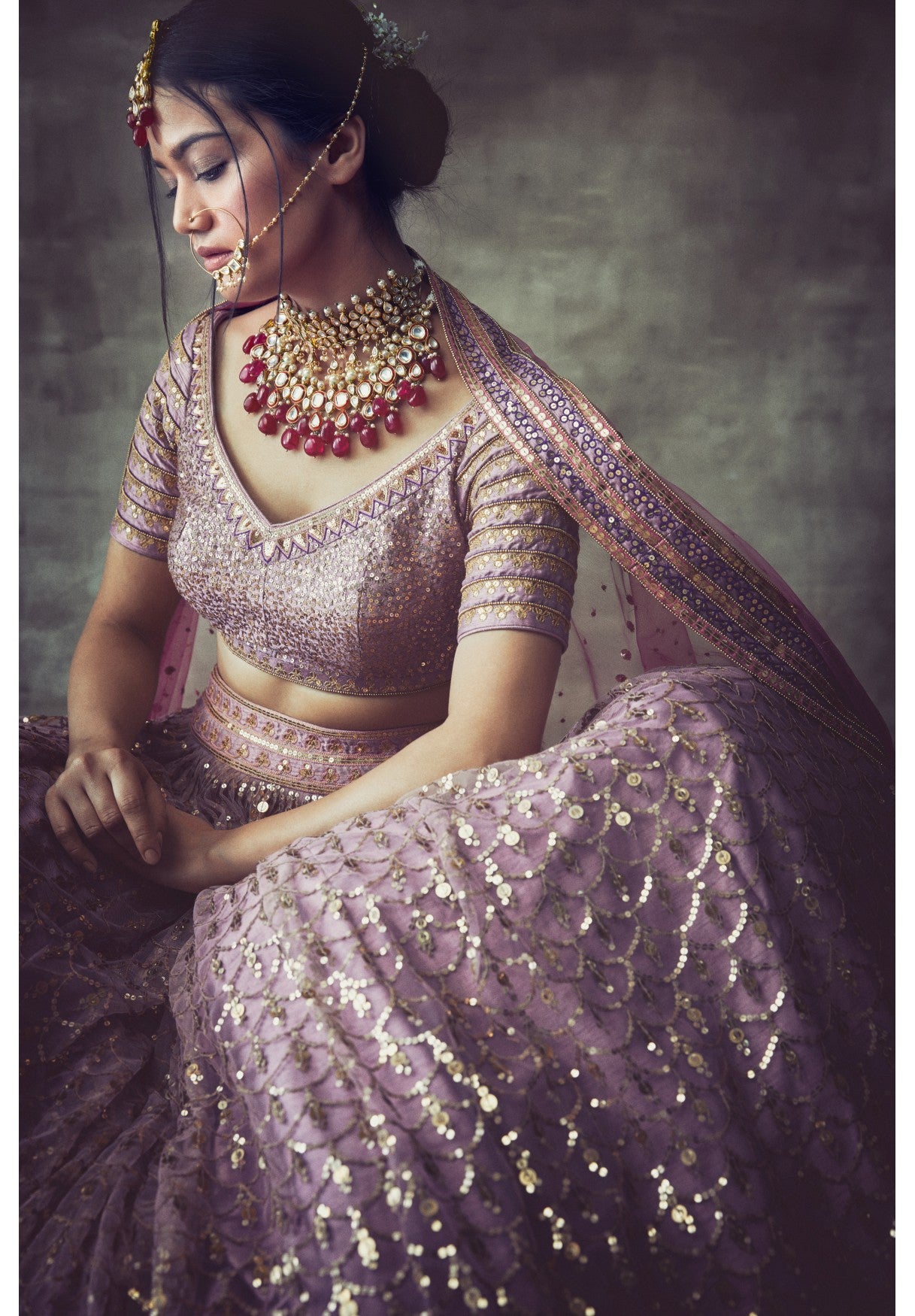 Lavender Scallop Lehenga Set