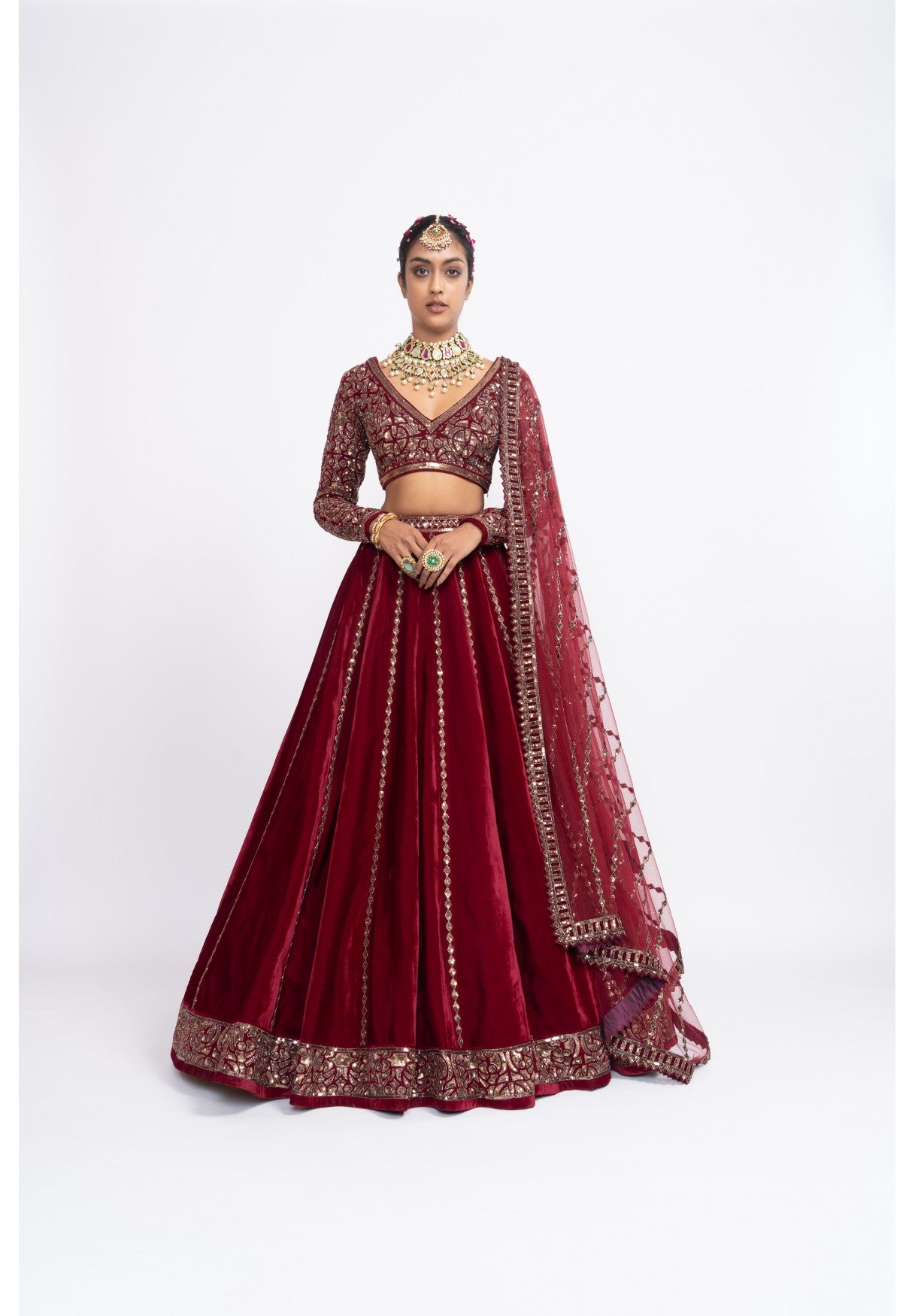 Mahroon Lehenga Set
