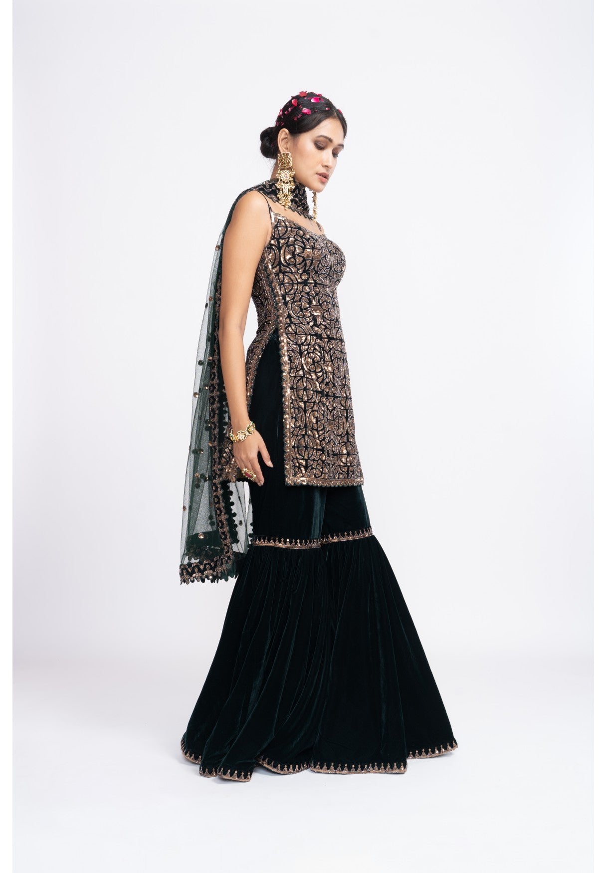 Deep Green Kurta Sharara Set