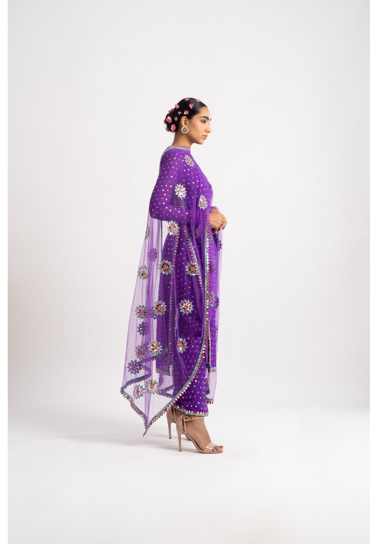 Purple Multi Polka Pant Kurta Set