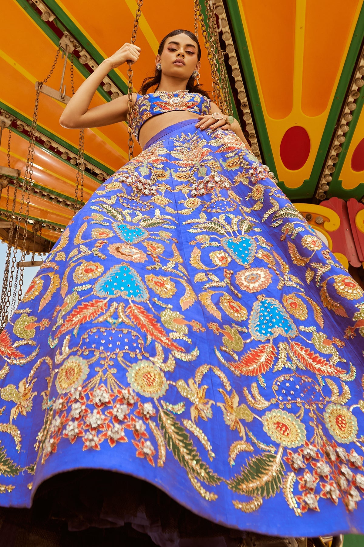 AANYA - Violet Juna Raw Silk Appliquéd And Embellished Lehenga With Blouse And Cutwork Dupatta