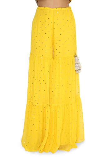Banuka Yellow Colour Georgette Embroidered Kurta With Georgette Sharara And Net Dupatta