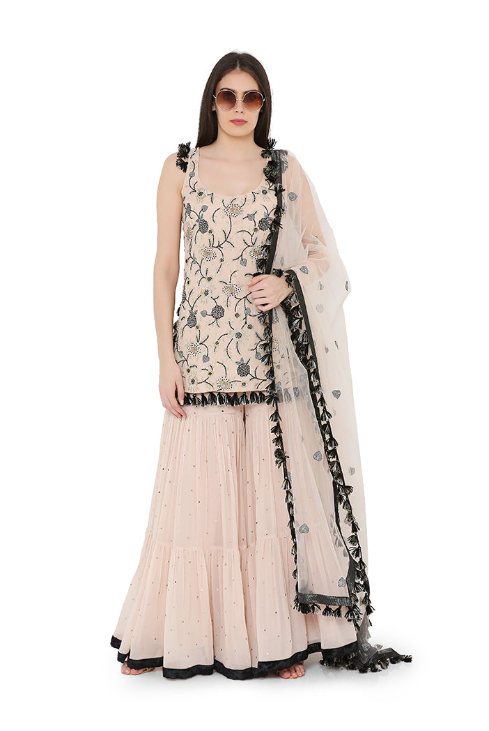 BLUSH KURTA SHARARA SET