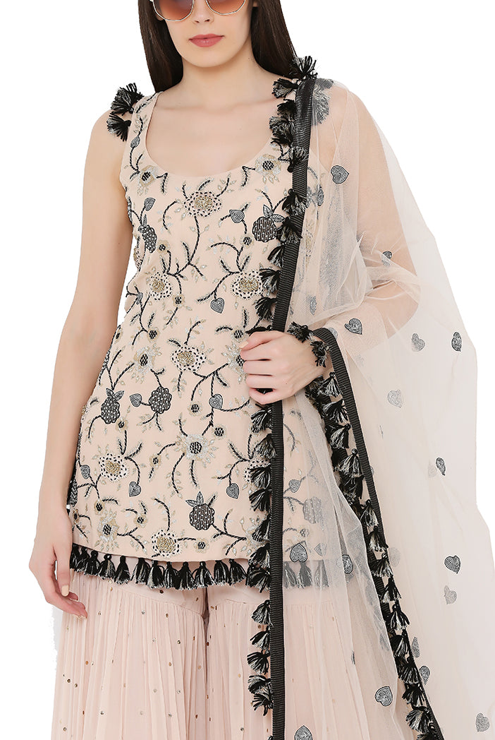 BLUSH KURTA SHARARA SET