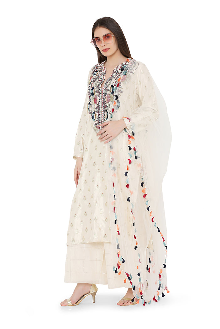 CREAM KURTA & PALAZZO SET