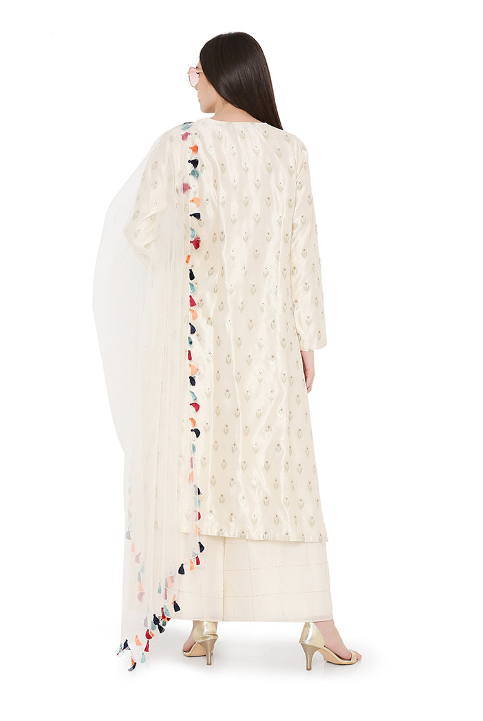 CREAM KURTA & PALAZZO SET