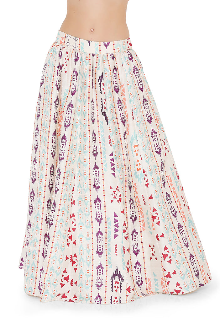 Cream Ikat Lehenga Set PS-LH0027-A