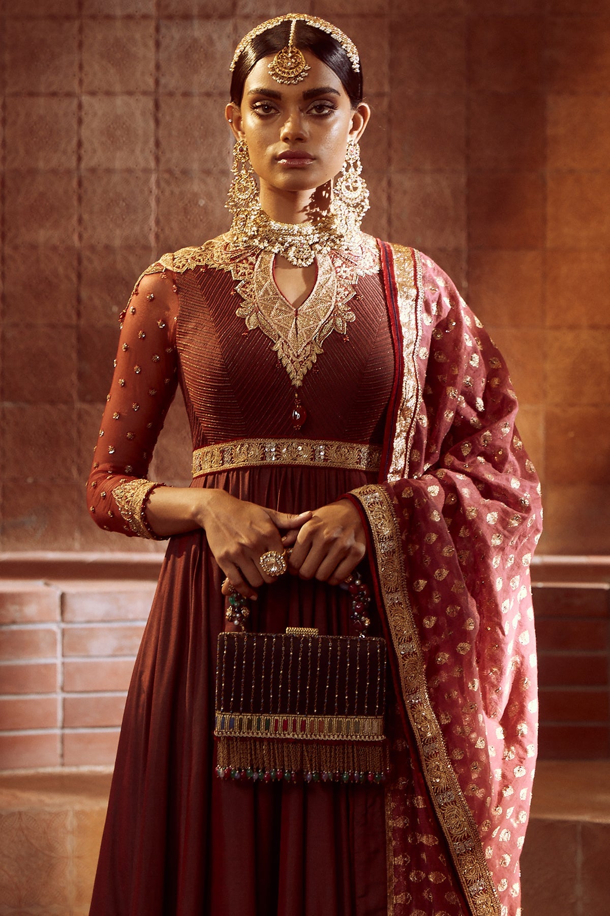Tarun Tahiliani Kalidar Maroon Anarkali - Ready to Ship