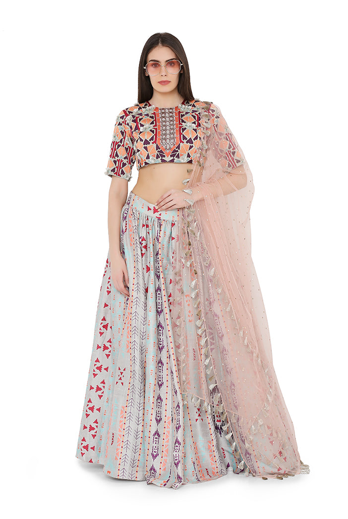 Multi-Color Ikat Lehenga Set PS-LH0027-B