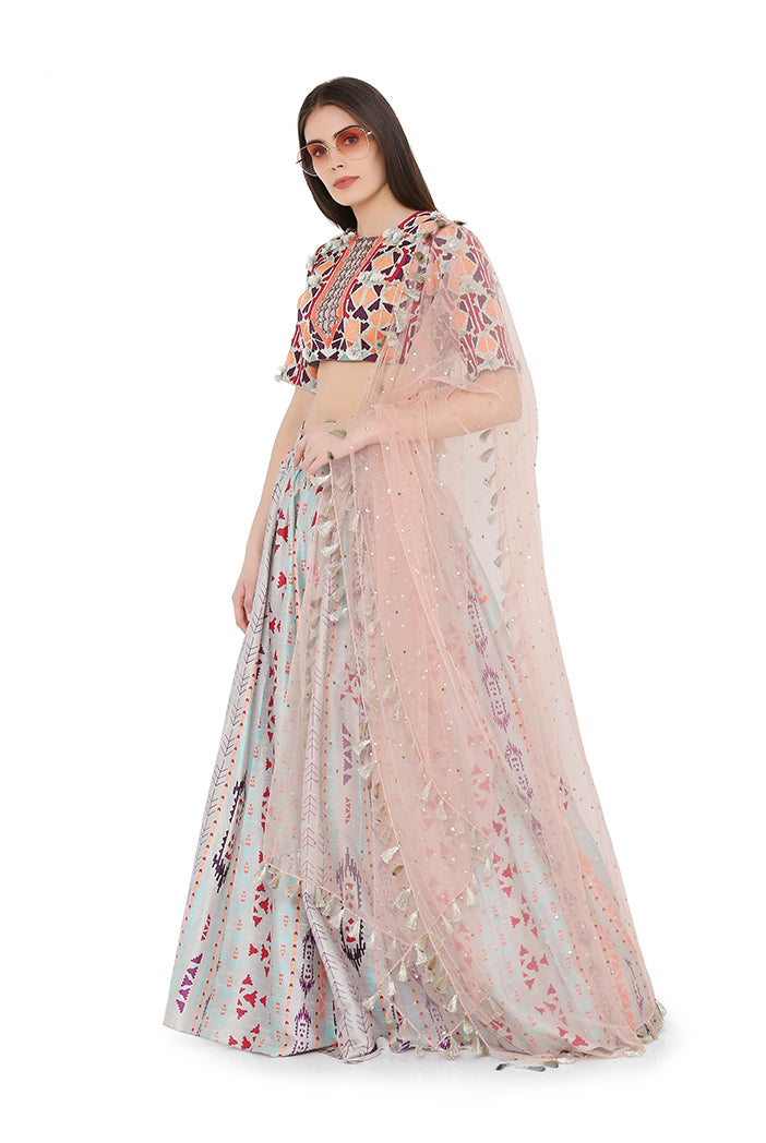 Multi-Color Ikat Lehenga Set PS-LH0027-B