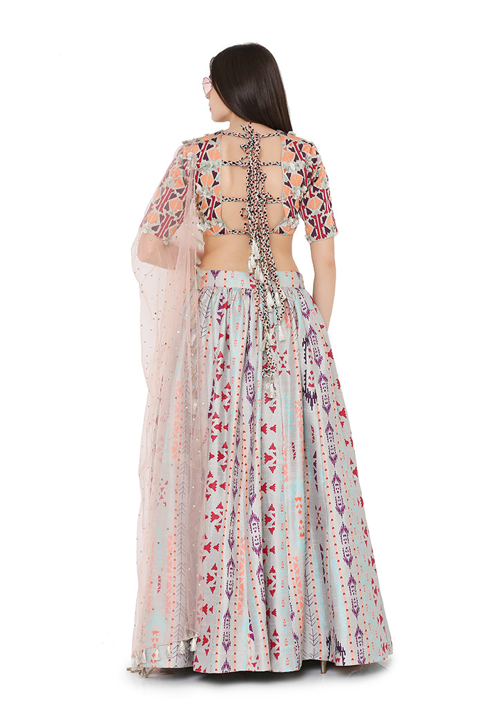 Multi-Color Ikat Lehenga Set PS-LH0027-B