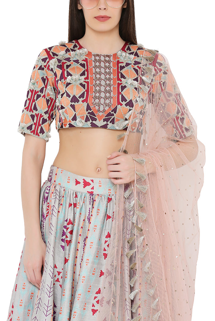 Multi-Color Ikat Lehenga Set PS-LH0027-B