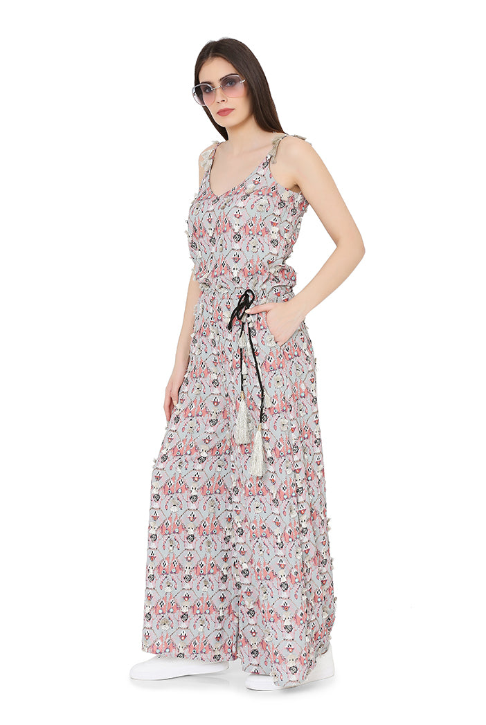 Grey Art Crepe Jumpsuit