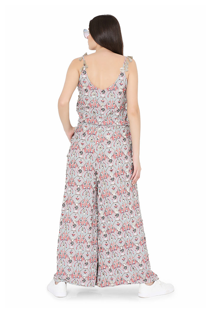 Grey Art Crepe Jumpsuit